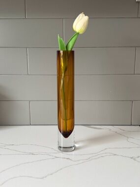 Amber Glass Bud Vase - Home Accents